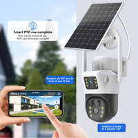4G Sim Card Solar Camera Dual Lens Outdoor 8MP 4K Low Power Battery IP Camera PIR Night Vision V380 Pro CCTV Security Protection