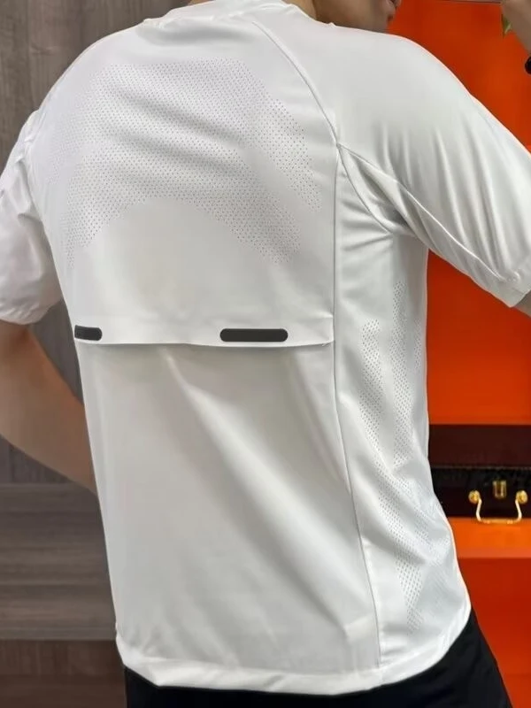 Men's Ice Silk Short Sleeve T-Shirt Summer New Style Quick Dry Breathable Casual Fashion Punching Elastic Top Youth Popular r...