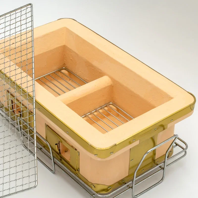 

A Large Rectangle Charcoal Grill Japanese Ceramic Clay Grill Tabletop Grill Backyard Outdoor Cooking Camping Chrome Cooking Gril