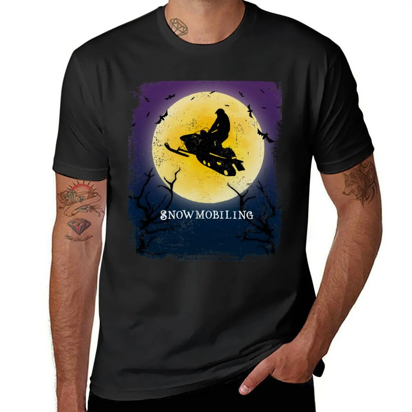 

Snowmobiling Halloween Vintage Art Snowmobiler T-Shirt graphics blanks summer top boys whites men workout shirt