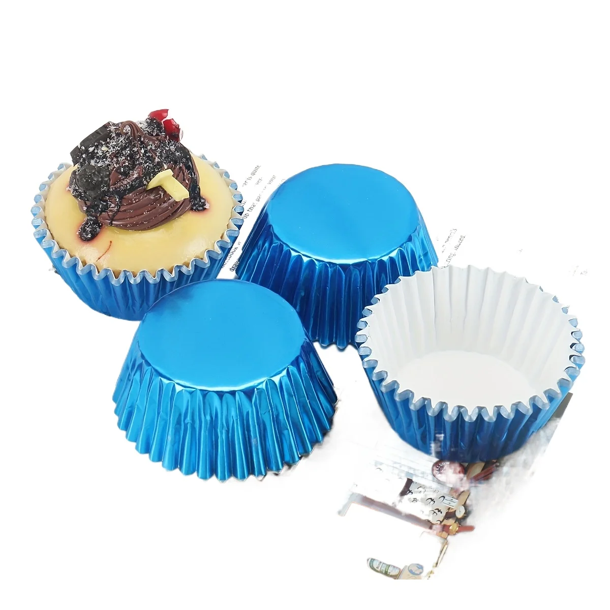 

50 синих одноразовых чашек для кексов и чашек для кексов из алюминиевой фольги для выпечки идеально подходят для Хэллоуина