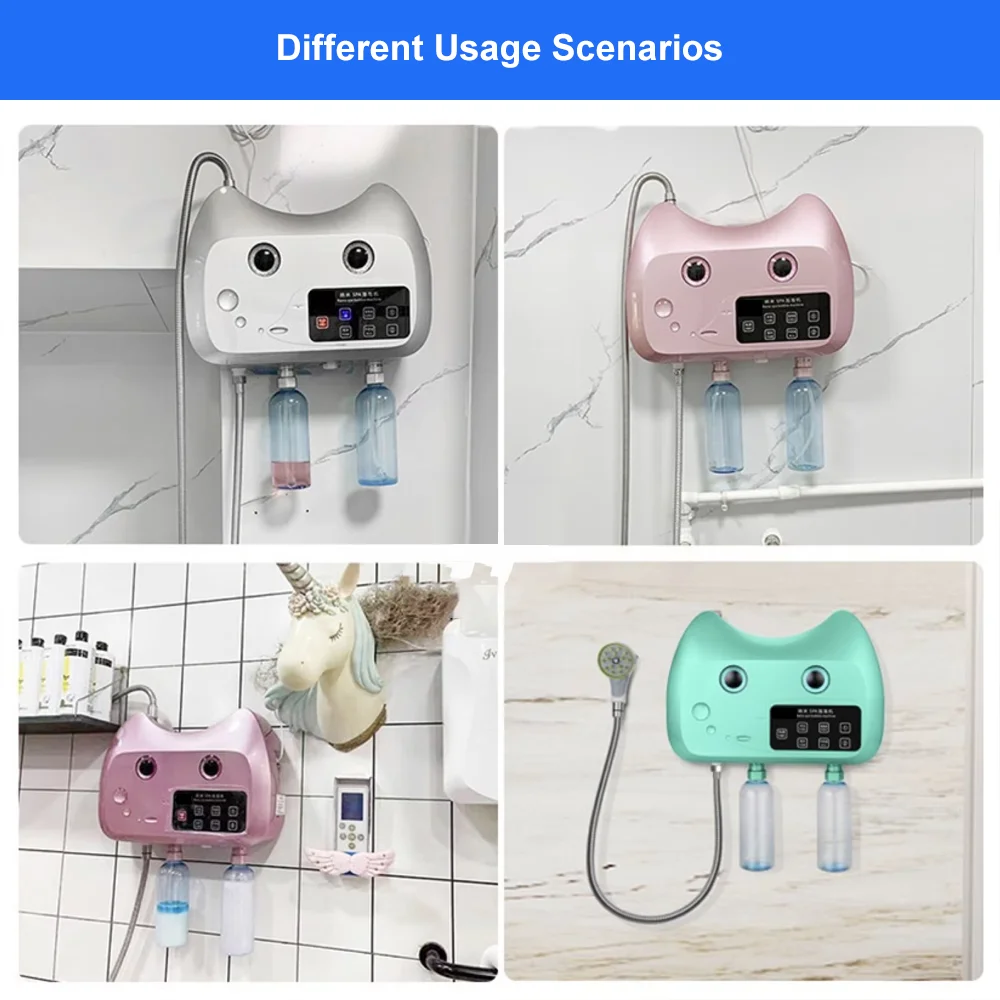 Hot Sale Pet Shower Sprayer 4 Bottles Bath Massage Cat Dog Bath Spa Bubble Machine Automatic Shampoo Mix Dilution