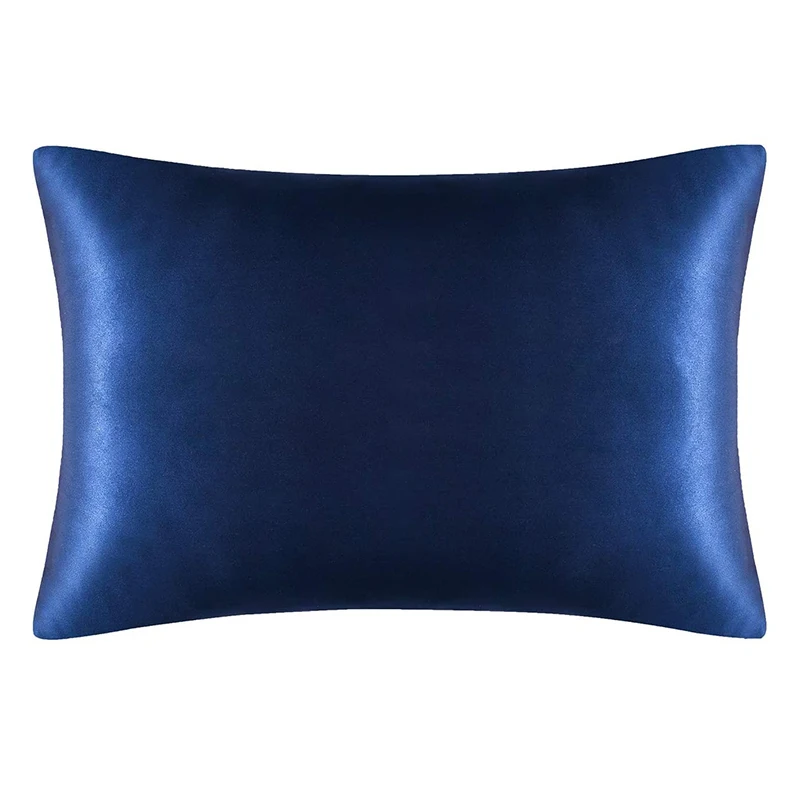 L74A Both Sides Natural Pure Silk Pillowcase for Hair and Skin, 600 Thread Count 50X75cm-Navy Blue