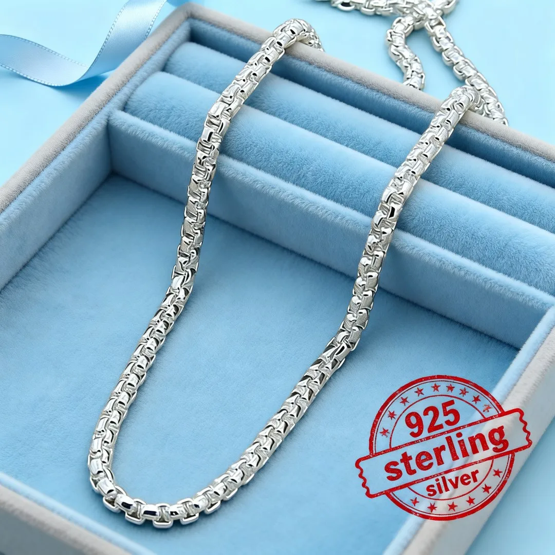 Wholesale 925 Sterling Silver Round Box Chain 18-24Inch Necklace for Woman Men Fashion Wedding Engagement Charm Jewelry