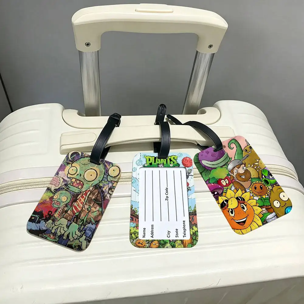 Game P-Plants Vs Z-Zombies PVC Baggage Identification Tag Anti lost Information Card Holder Travel Suitcase Name Tag
