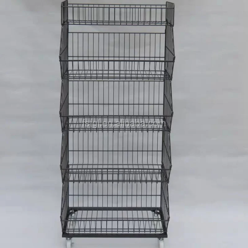 Imagem -04 - Personalizado 5-tier Light Duty Metal Wire Basket Display Rack Supermercados Snack Stand para Armazenar Candy Potato Chips Outros Snac