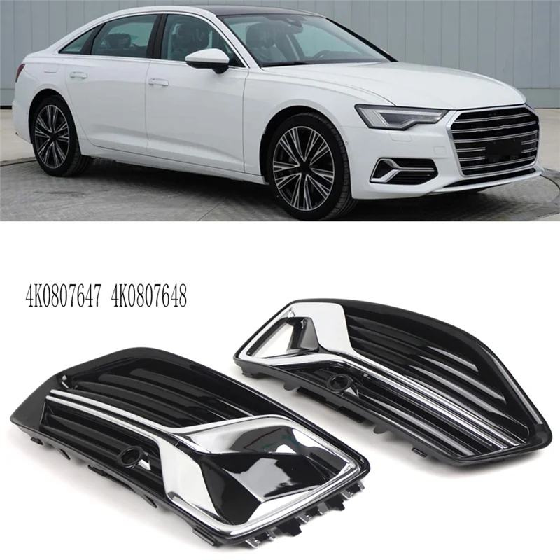 

A03Z-1Pair Front Bumper Grille Fog Light Cover For A6 C8 2019-2023 4K0807647 4K0807648