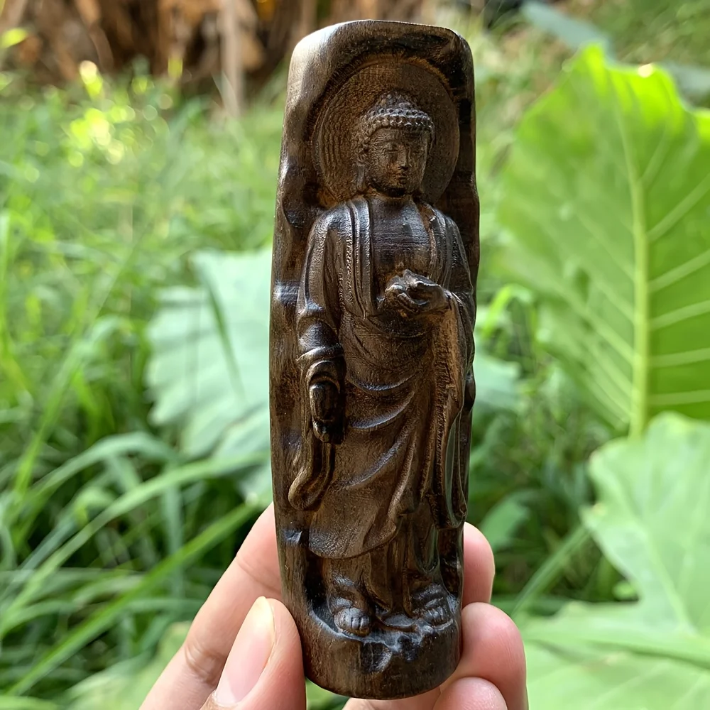 Hand-Carved Wooden Creative Buddha Statue, Suitable for Personalized Creative Tea Table Decorations, Office Desk Decorations