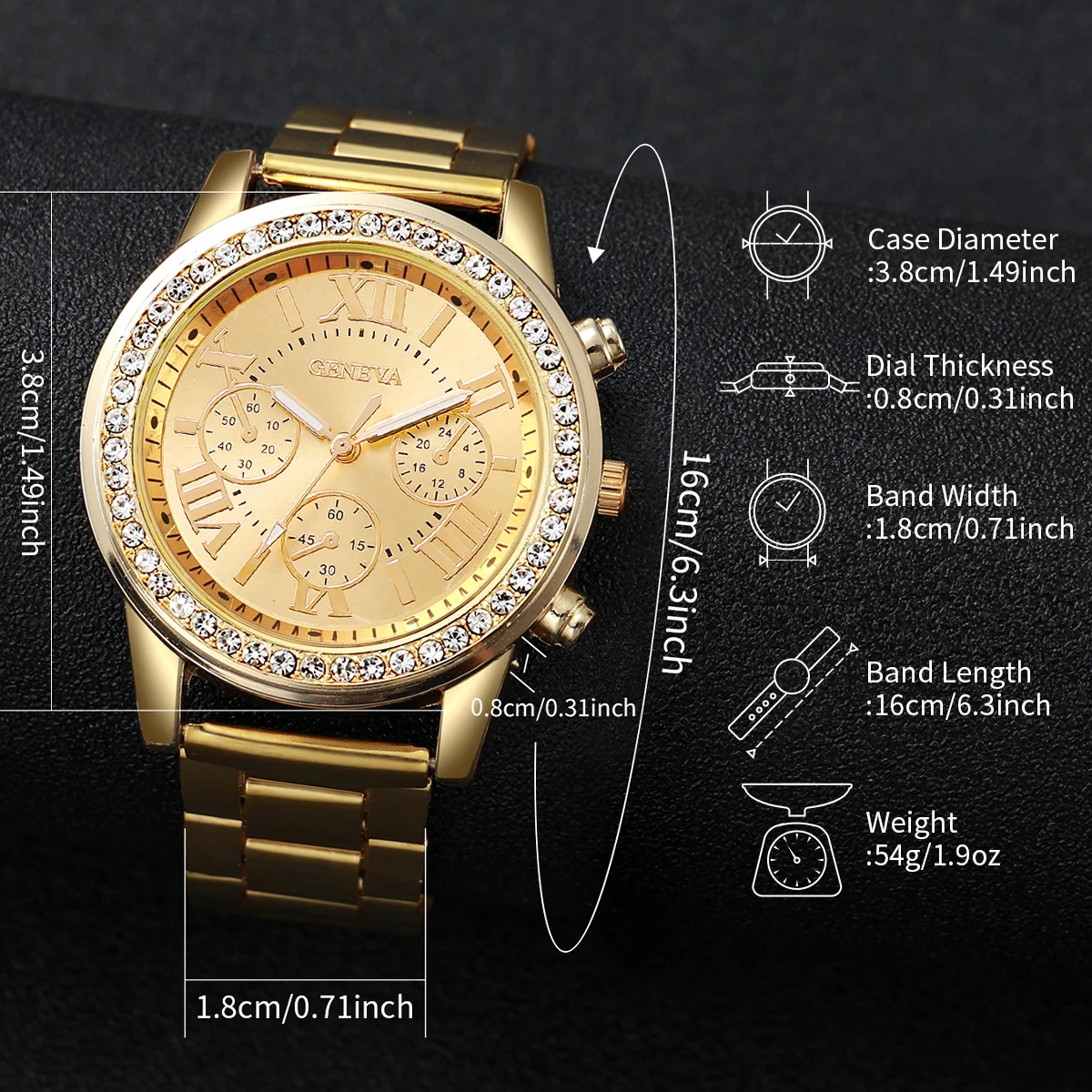 6 sztuk/zestaw moda damska zegarek Roma Dial damskie zegarki kwarcowe ze stalową opaską zestaw biżuterii (bez pudełka) — zdjęcie 6
