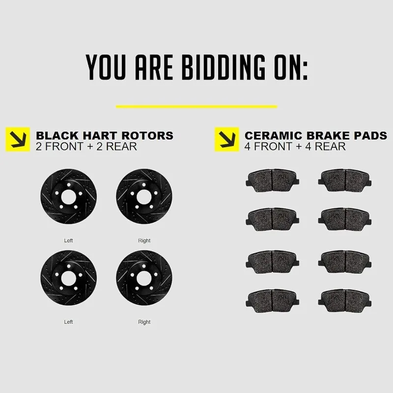 Front Rear Brakes and Rotors Kit |Front Rear Brake Pads| Brake Rotors and Pads| Ceramic Brake Pads and Rotors |fits