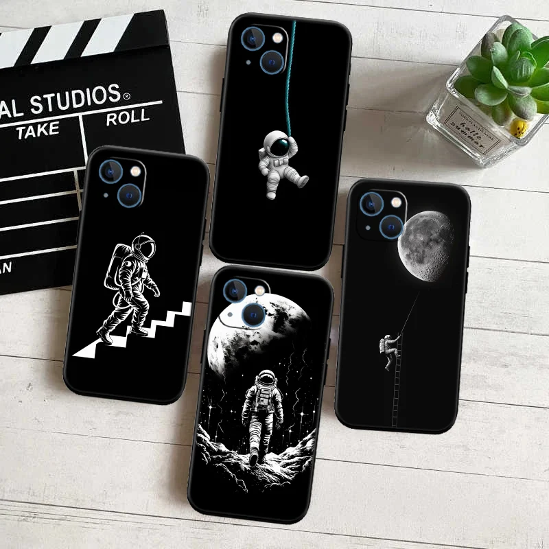 FR80 Space Moon Astronaut Phone Case for Samsung Galaxy S20 S21 S22 Ultra FE Plus A21S A22 A24 A25 A26 A30 A30S A31