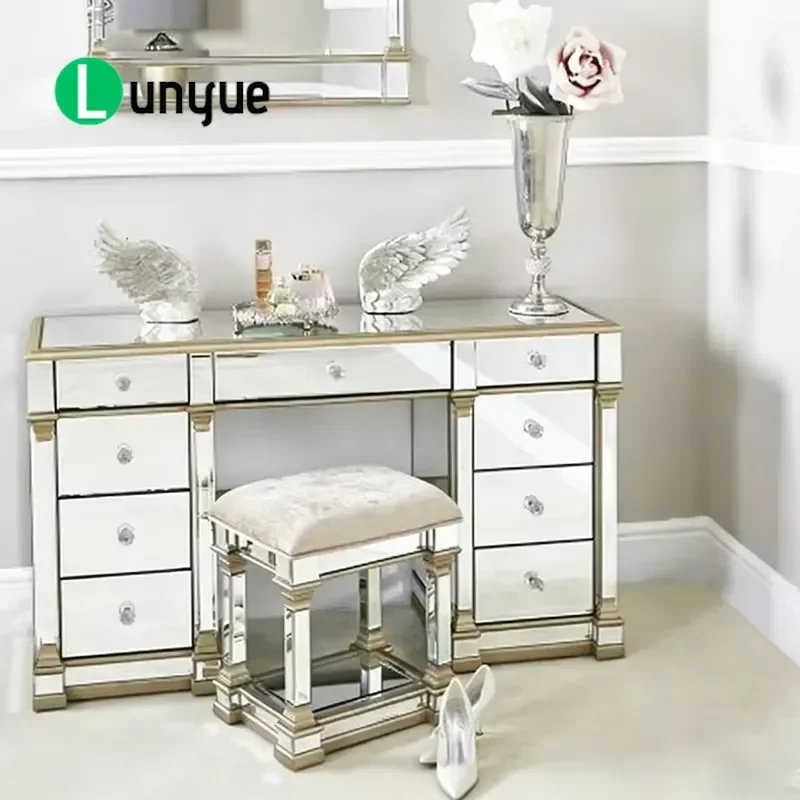 Mirror WXF-173 Silver Dressing Table champagne Gold Mirror Luxury with 9 Drawer Morden Home Decoration for Bedroom