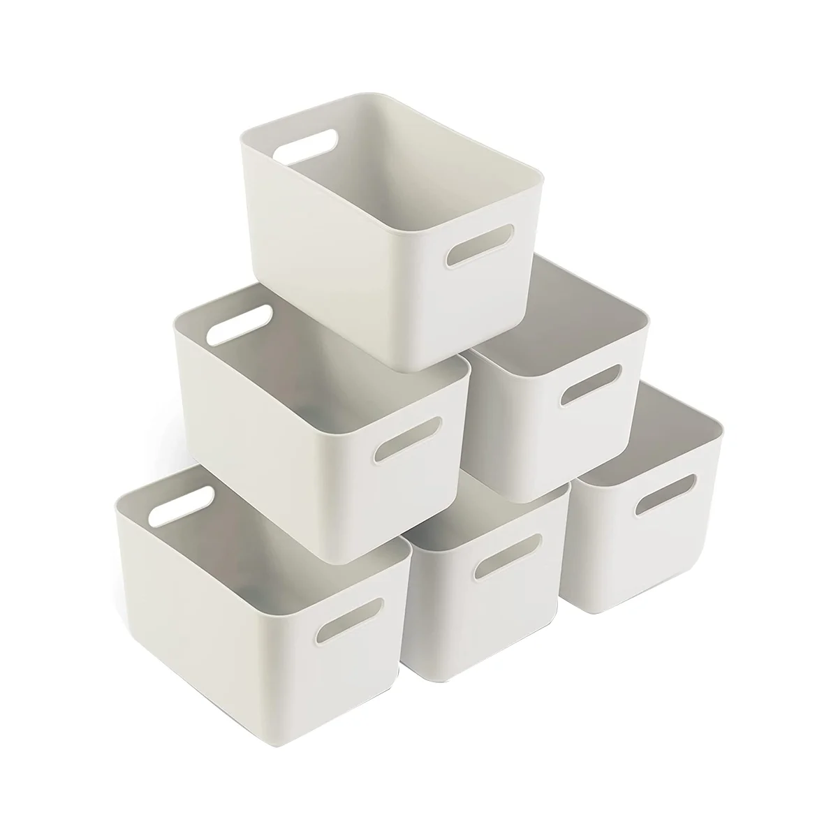 Plastic Storage Boxes - 6 Plastic Baskets for Bathroom Storage, and Office Storage (6 Pack)