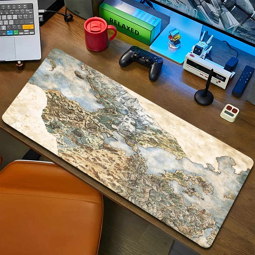 W-World Map And Terrain Mousepad Non-slip Mouse Pad Suitable For Office Computers Laptops E-sports Game Desk Mats XXL Keyboard