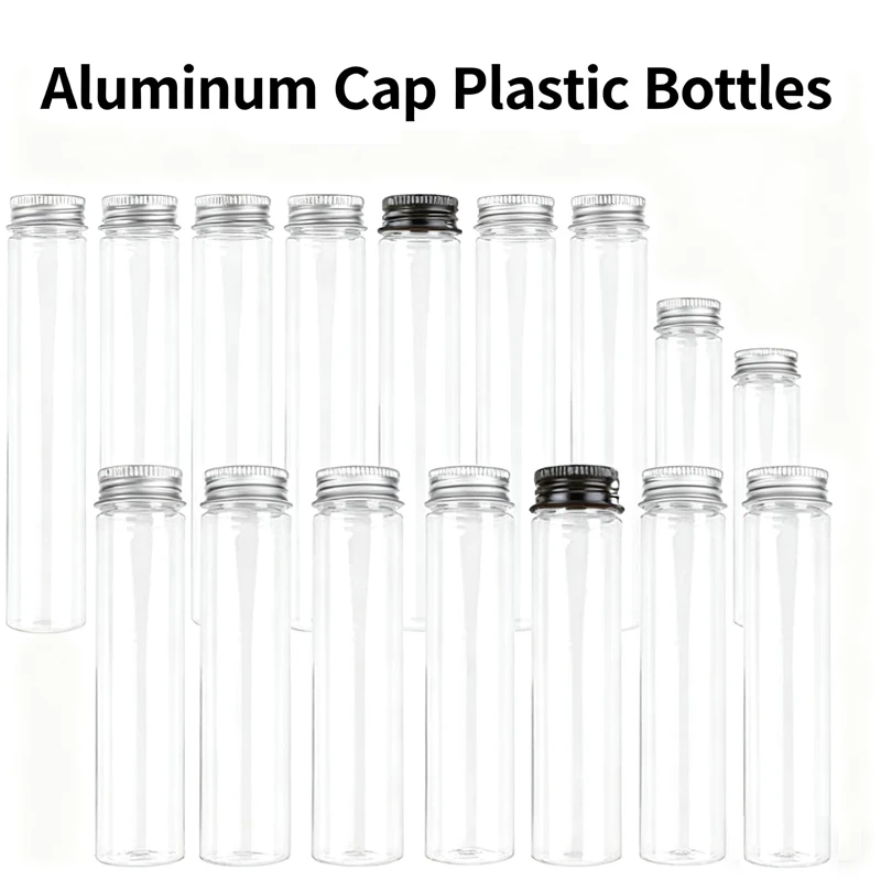 

30Pcs Portable 30-110ml Empty Clear Plastic Tube Bottles W/ Aluminum Lid Refillable Travel Sample Containers For Candy Bath Salt