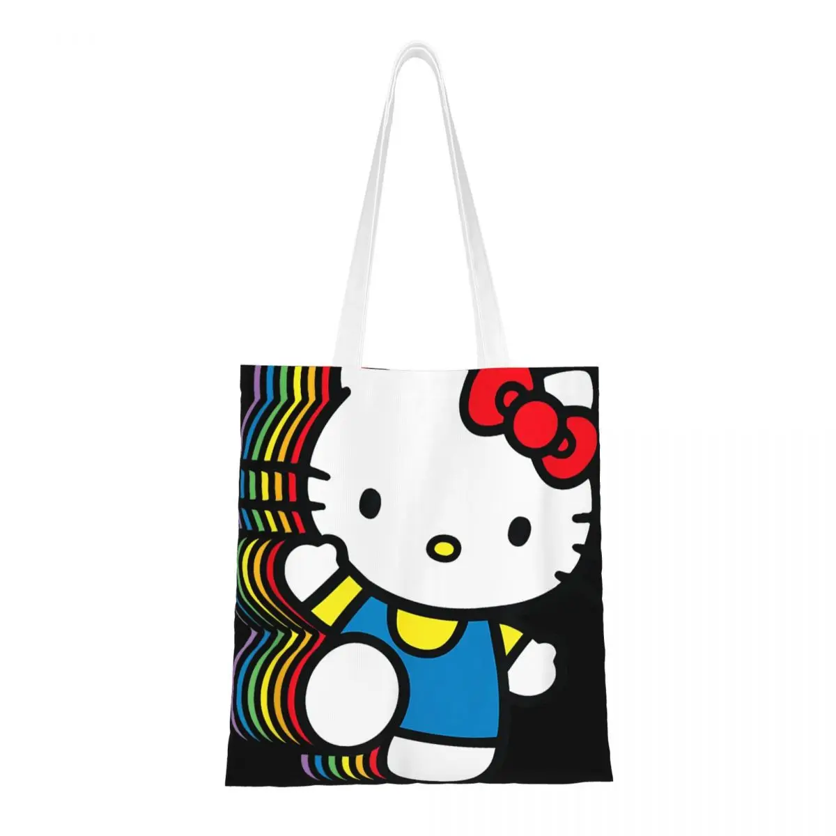 

Women Men Hello Kitty Rainbow Tote Bags Canvas Shopping Bag for Child Handbags