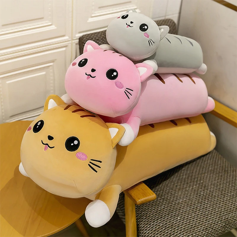 Kawaii أفخم محشوة دمية لطيف القط وسادة طويلة النوم لعبة محبوب للأطفال عيد الميلاد هدية عيد الميلاد رائعتين الكرتون هريرة بلوشي