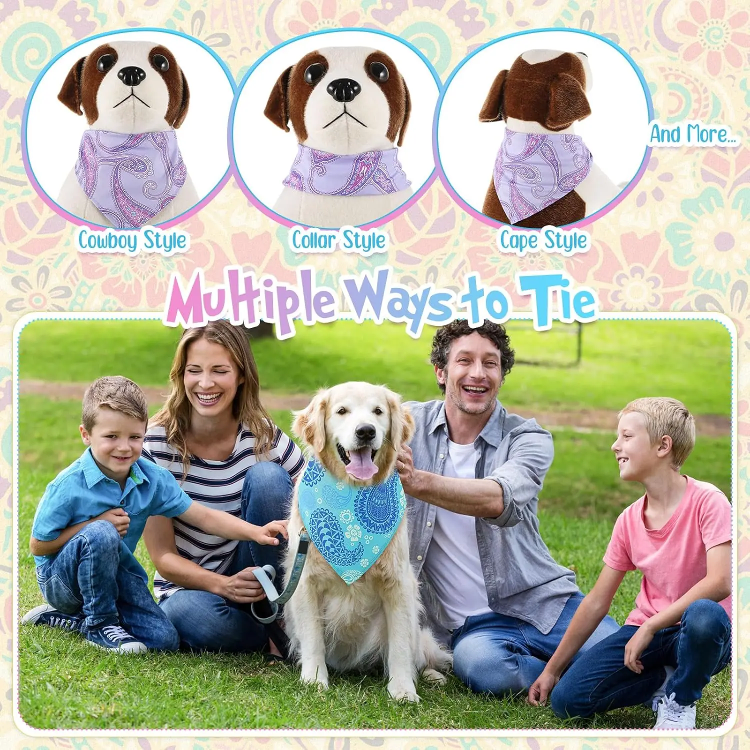 100 Stück Paisley-Hunde-Bandana in großen Mengen, dreieckiger Schal, Lätzchen, Hunde-Bandanas, Welpen-Pflegezubehör für kleine, mittelgroße und große Hunde und Katzen – Detail 1