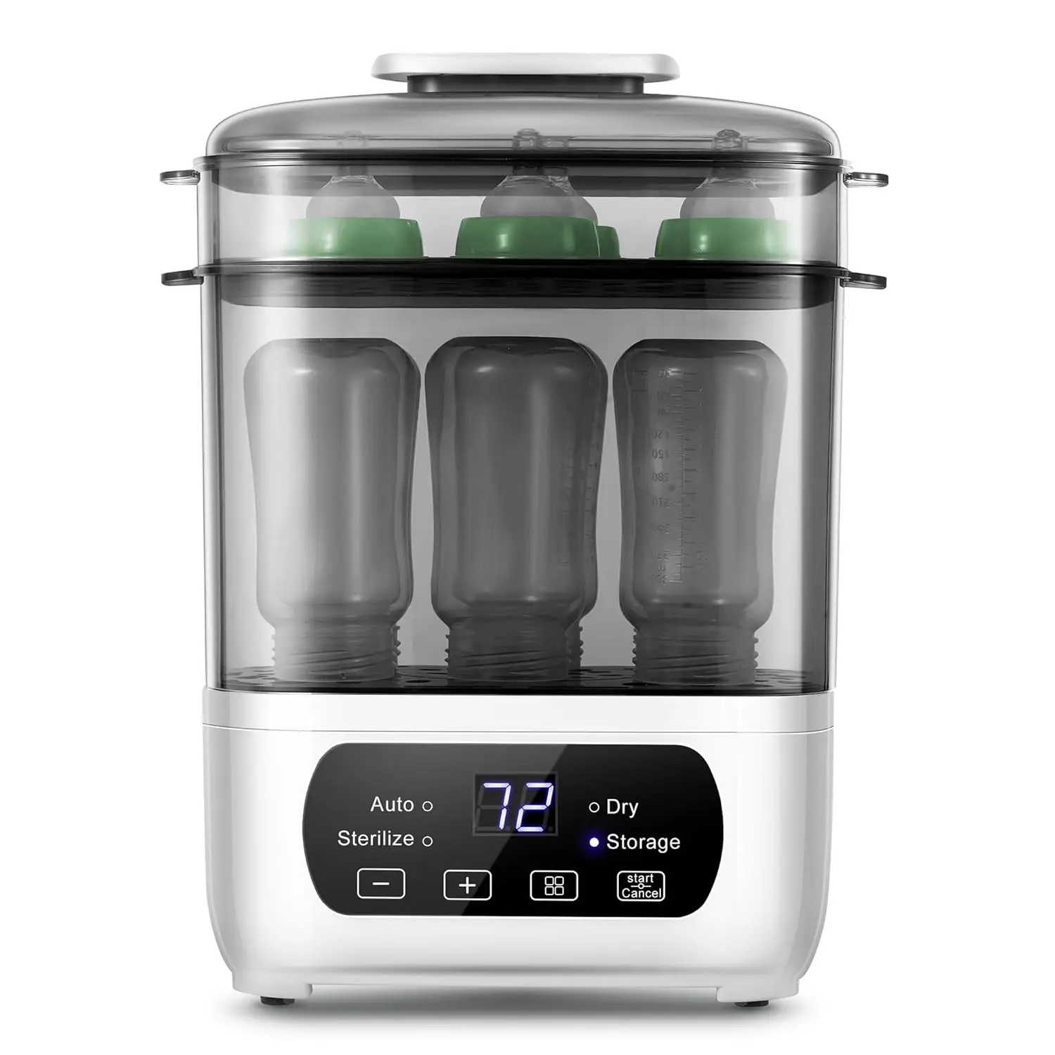 เครื่องนึ่งและอบขวดนมไฟฟ้า 4-in-1 มัลติฟังก์ชั่น พร้อมหน้าจอ LED และระบบปิดอัตโนมัติสำหรับขวดทุกประเภท