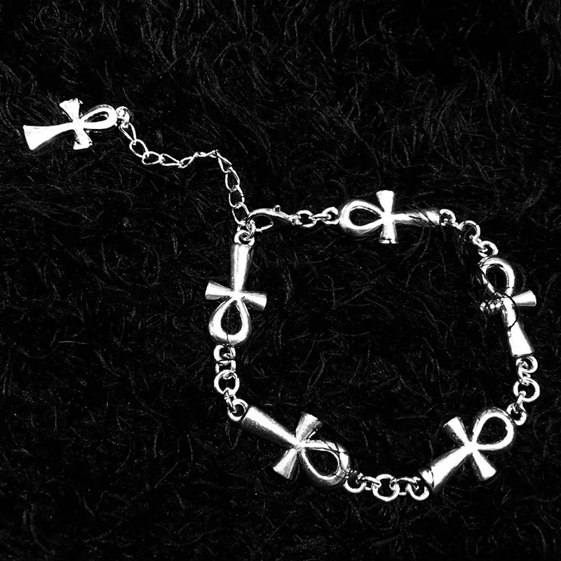 Ankh vampire Bracelet, Gothic, Cross Bracelet, vampire, religious jewelry, Victorian cross link bracelet,Wicca,Charm jewelr