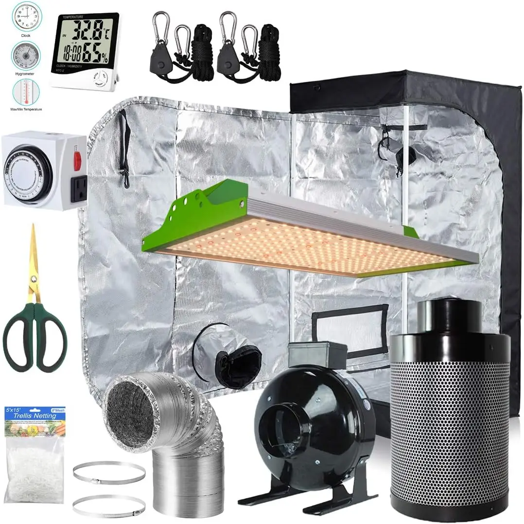 LED Grow Light Kit + 24''x24''x48'' Grow Tent + 4'' Fan Filter Ventilation Kit