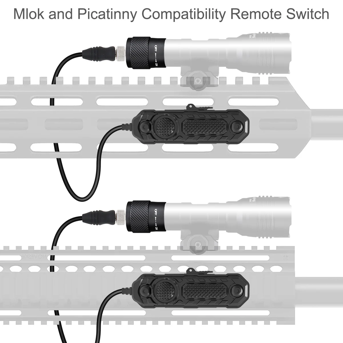 Remote Switch IPX7 Quick Release Mount Flashlight with Twisty Tail Cap and Clicky Press Function Remote Switch Fit for M- LOK