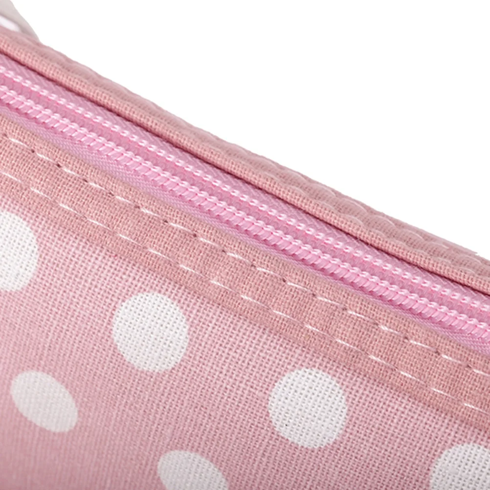 

4pcs Multifunction Canvas Bag Travel Toiletry Zippered Pouch Dots Pattern Lightweight Compact Makeup Bag For School