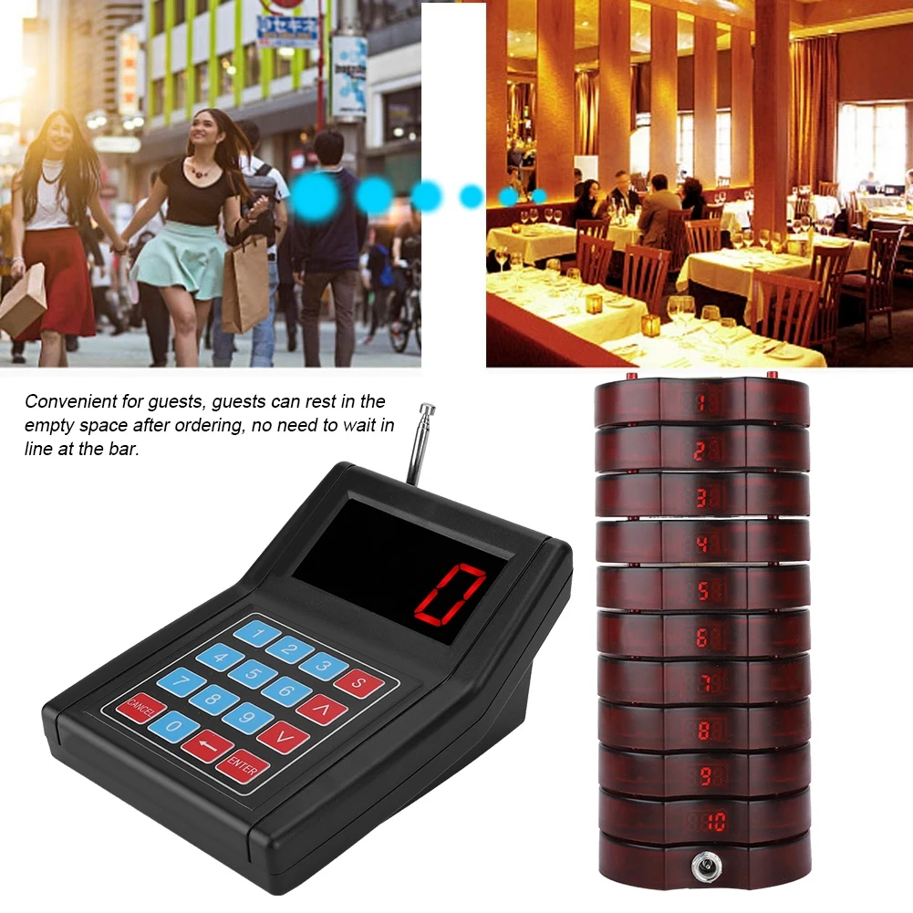 

Wireless Queue Calling System 1‑for‑20 1.5KM Connection Restaurant Calling System Wireless Guest Paging Queuing System