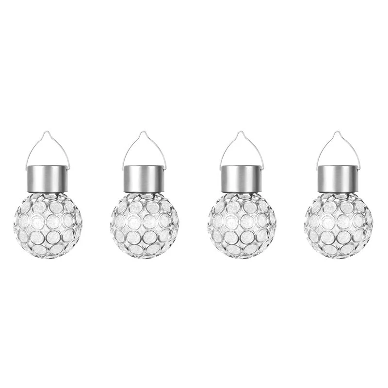 AB02 4Pcs Out Door Decor LED Solar Lights Outdoor Decor Glass Chandeliers: Waterproof Lanterns For Garden Solar Powered