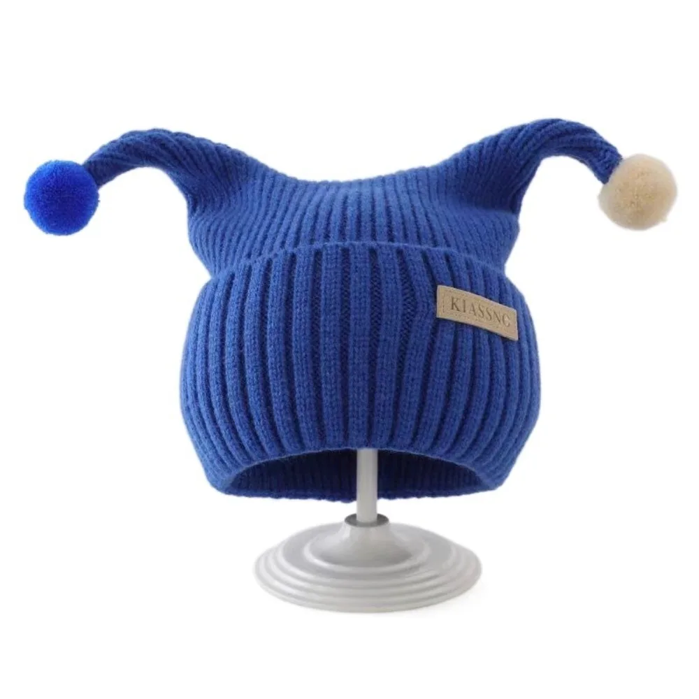 

Solid Color Baby Knitted Hat Openwork Flower Plush Ball Infant Pullover Hat Fringe Strap Hand Knitted Kids Winter Cap