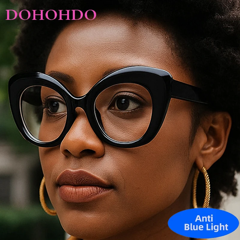 

Retro Oversized Cat Eye Anti Blue Light Glasses Women Men Brand Designer Computer Reading Eye Protection Optical Eyeglasses Очки