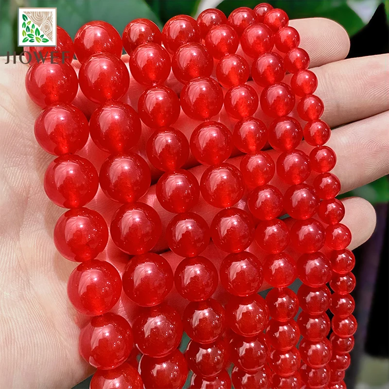 Smooth Red Jasper Chalcedony Jades AAAAA Natural Stone Beads for Jewelry Making DIY Charms Bracelet 4/6/8/10/12/14mm 15\