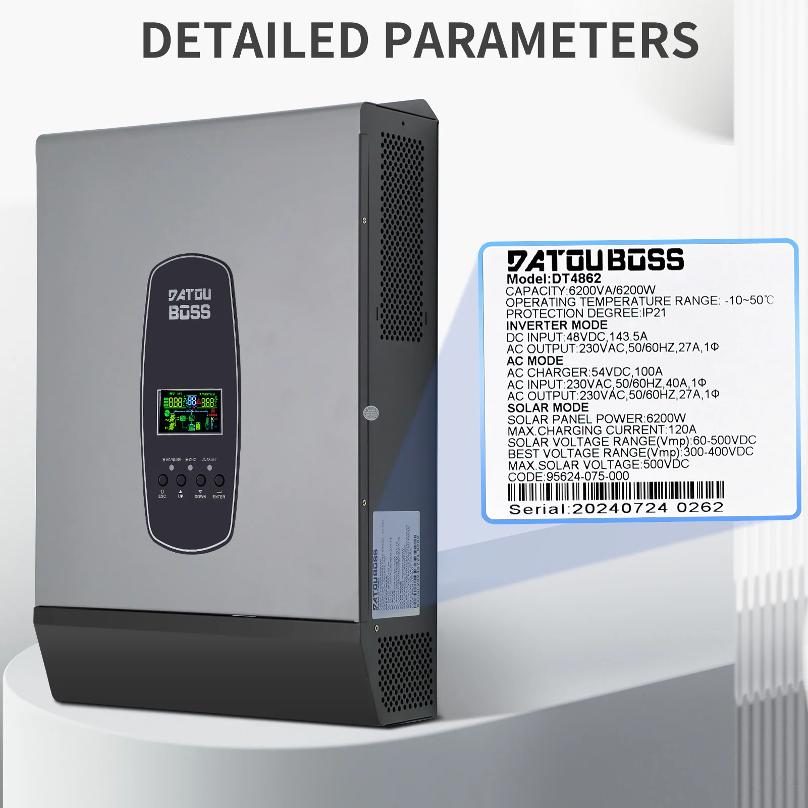 DATOU BOSS 6200w 220vac 48vdc Hybrid Inverter With MPPT 3000W 6200W LCD Display Universal Type 50/60Hz Hybrid Inverter