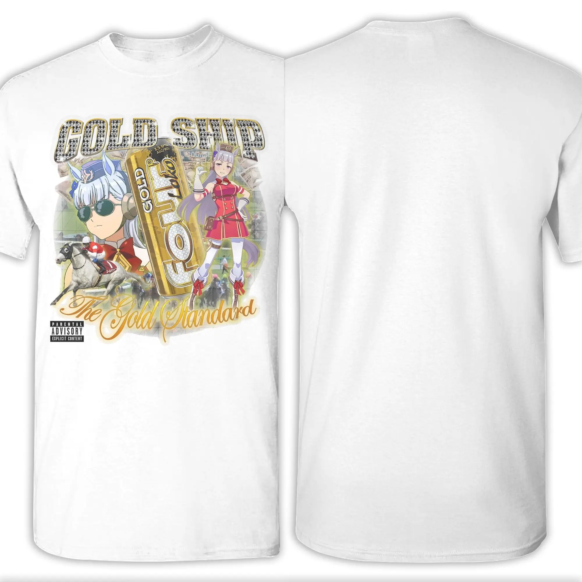 Uma Musume Horse Girl أنيمي تي شيرت الرجال القطن عادية تي شيرت الياقة المستديرة تيز ملابس قصيرة الأكمام فريدة من نوعها