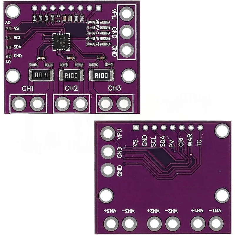 INA3221 Triple-Channel Shunt Current Voltage Monitor Sensor Low/High Side I2C Output Power Monitoring Control Module for INA219