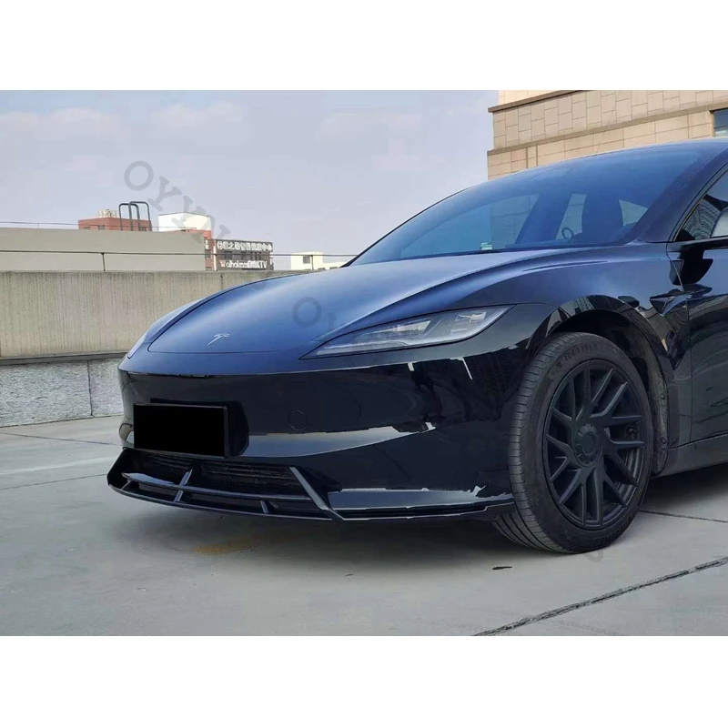 

For Tesla 2024 Model 3 Front Bumper Lip Guard Glossy Black Carbon appearance Body Kit Accessories