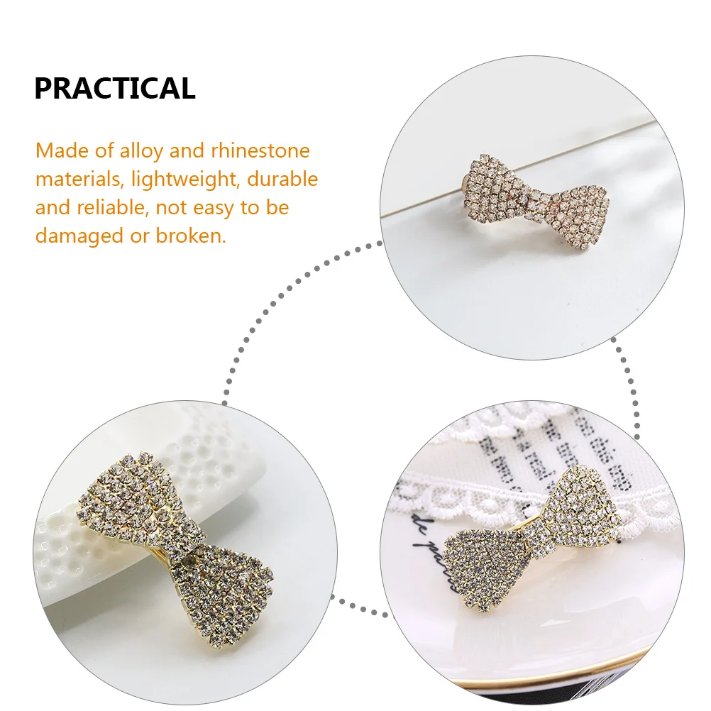 

4pcs Rhinestones Hair Bow Clip Large Bows Girl Accessories Bow Hairpin For Wedding Banquets Prom Birthday Lightweight Durable