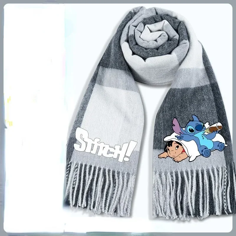 Disney Stitch New Cute Men and Women Autumn and Winter Comfortable, Soft and Fashionable Cartoon Versatile Warm Couple Scarves