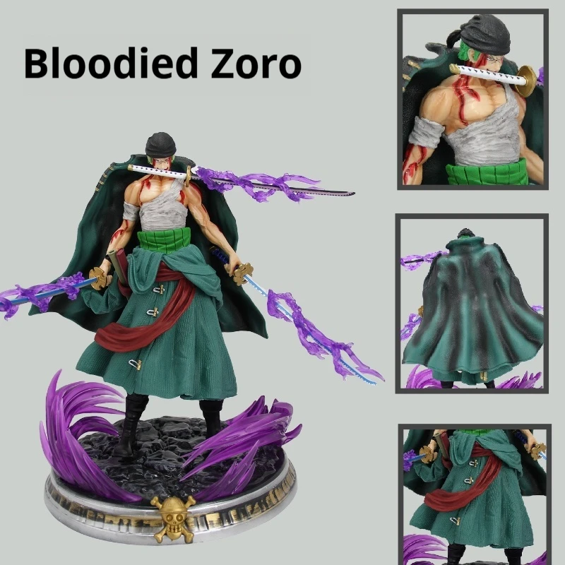 

34cm One Piece - Jumbo Bloody Three-Sword Style Zoro Anime Figure Model Statue Collection Desktop Decoration Ornament Toys Gifts