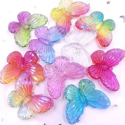 10pcs AB Resin 31*41mm Bling Colorful Clear Butterfly Flatback Rhinestone 1 Hole Ornaments DIY  Wedding Applique Craft SL690