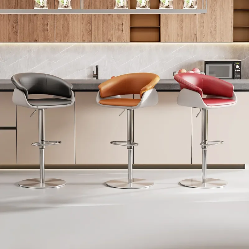 Modern Simple Rotating Bar Stool Light Luxury Household Island Lift Chair Comfortable Backrest for Catering Store Front Desk