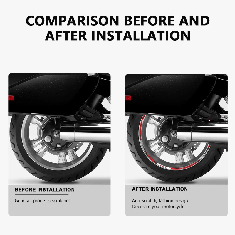 12Pcs Strip Motorcycle Wheel Sticker 18 17 Inch Rim Tape Waterproof Wheel Decal for Honda CTX1300 CTX 1300 Accessories 2014-2019