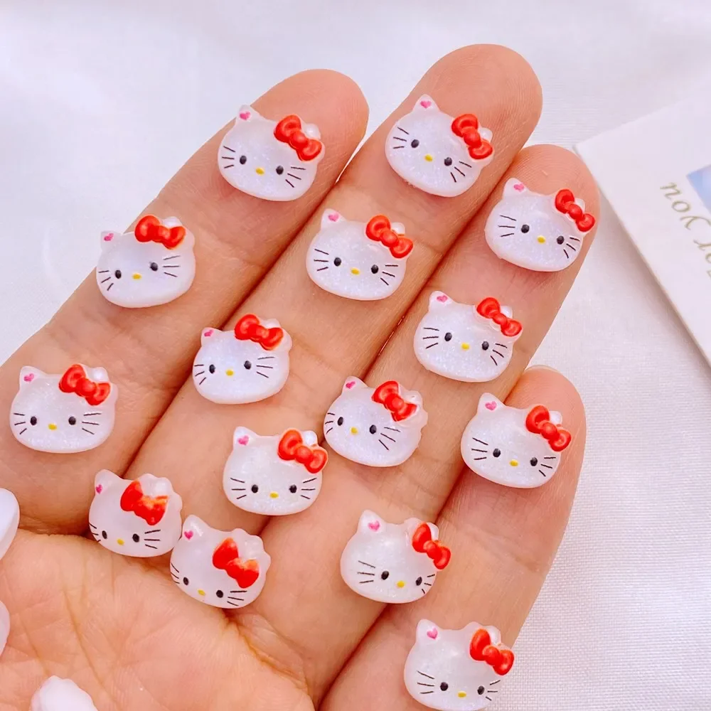 50 Uds. De Mini animales Kawaii de resina con dibujos de gatos, figuritas de diamantes de imitación con parte posterior plana, horquilla para decoración de uñas, accesorios para álbumes de recortes DIY, manualidades