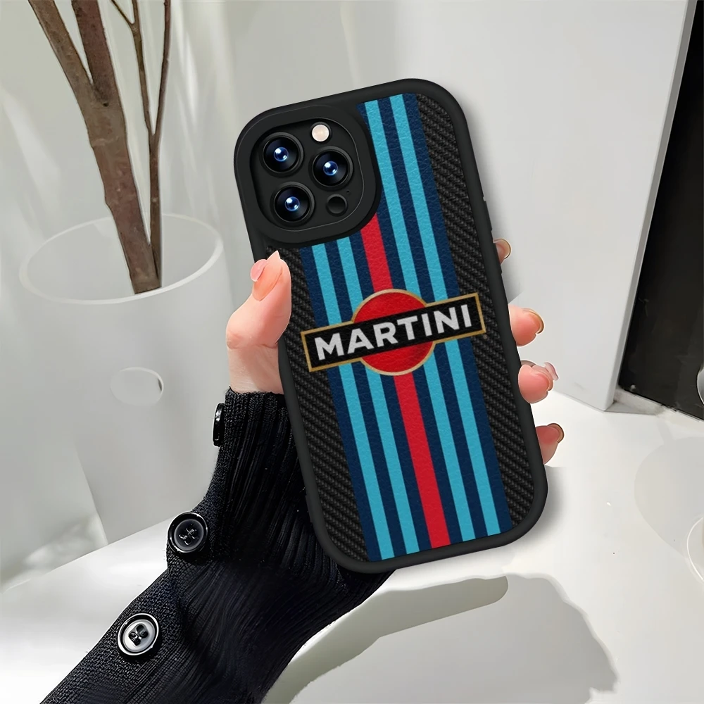 M-Martinis Racing Phone Case Black For IPhone 11 14 13 12 Pro Max Mini Xs X Xr 7 8 Plus SE2020 Leather Silicone Soft Coque