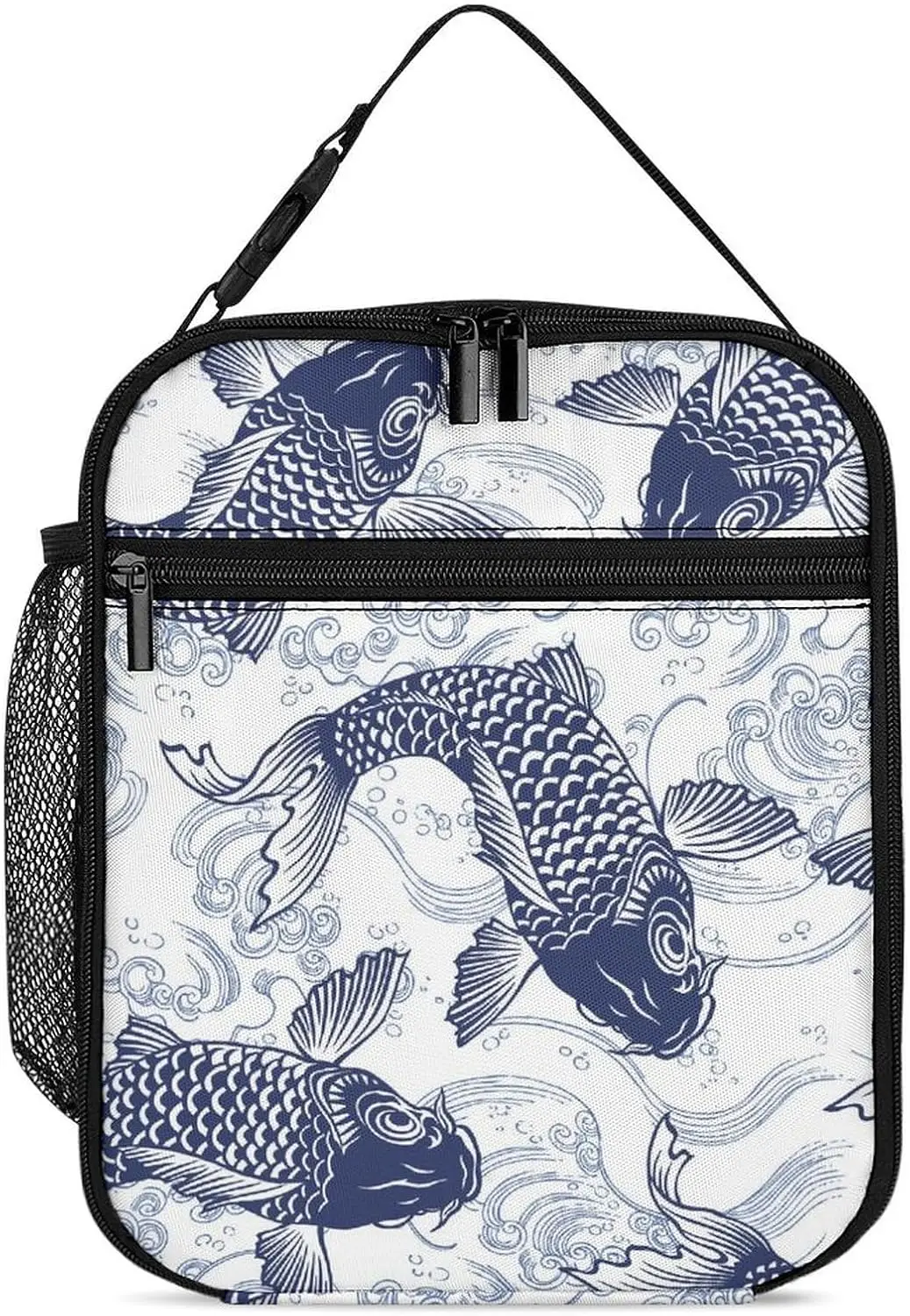 

Lunch Box for Men Women Adults Japanese Carp Pattern Small Lunch Bag for Office Work Picnic Vintage Reusable Portable Lunchbox