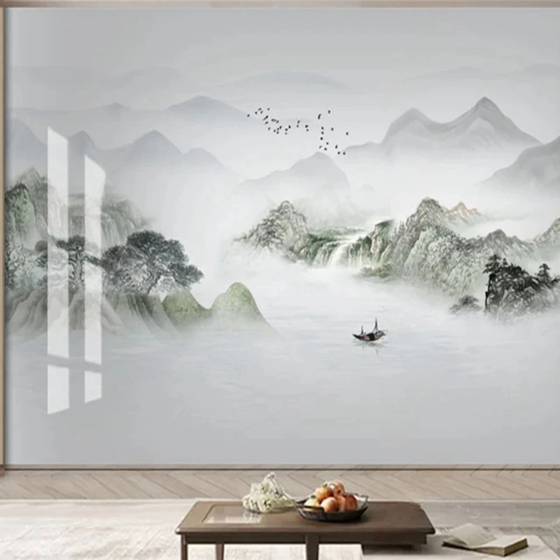 New Chinese Style Abstract Ink Landscape Background Wallpaper Custom Size Mural Nature Scenery Home Decor Wall Papers