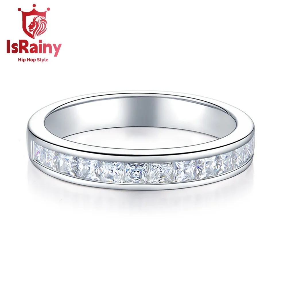 IsRainy 1.04 Carat VVS1 D Color All Moissanite Diamond Rings For Women Men Wedding Anniversary 925 Sterling Silver Fine Jewelry