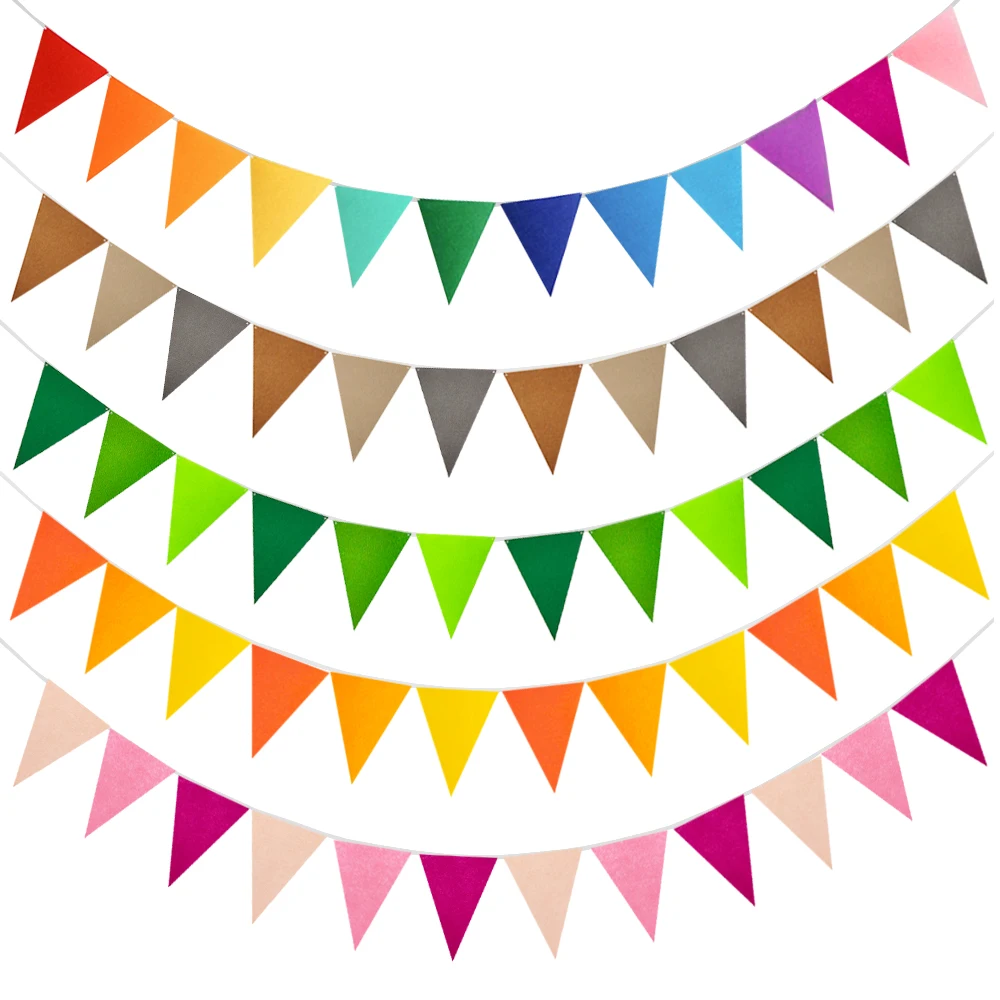 Colorful Pennant Felt Banner Handmade Bunting Flags Baby Shower Wedding Party Festival Garland Flags Outdoor Decoration Supplies