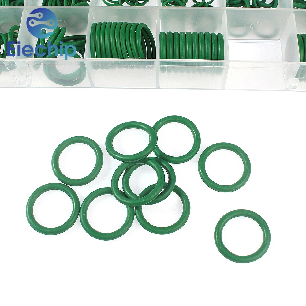 265pcs O-Ring Repair Kit, 18 Types of Durable Green Rubber Sealing Rings for Automotive Air Conditioning Compressor Complete Set