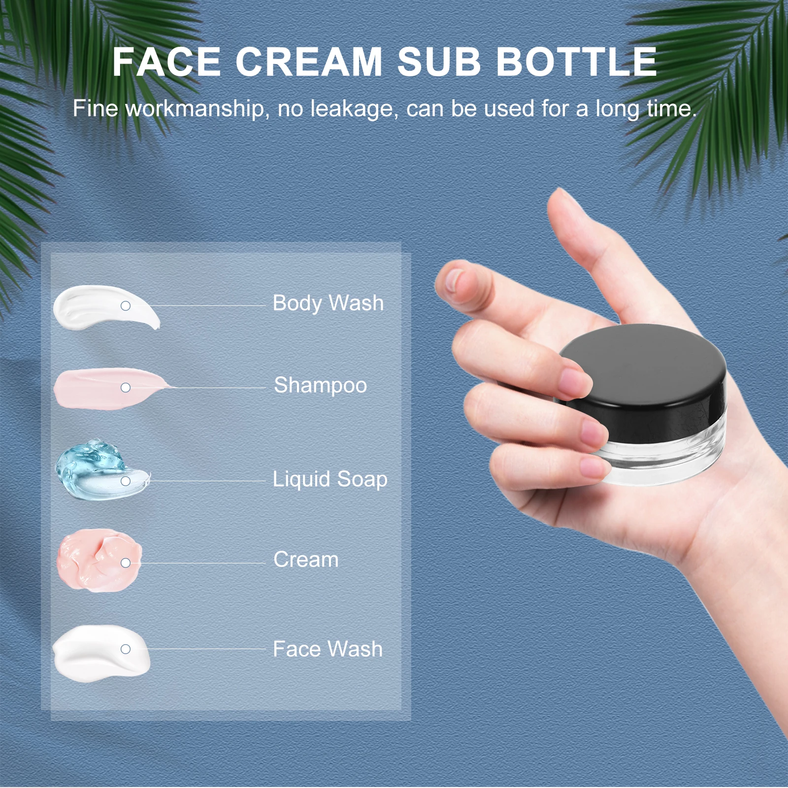 

50pcs Face Cream Container Refillable Storage Jar Empty Sub Bottle for Creams Lotions Balm Travel Durable Flat Lid